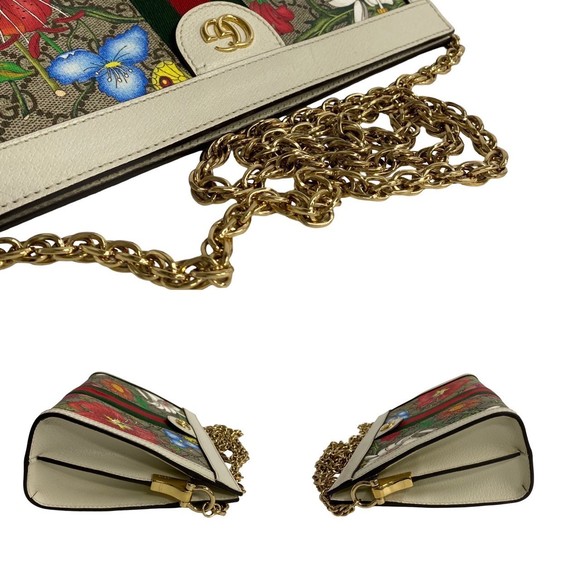 Gucci Ophidia Flora Chain Sherry Line Shoulder Bag Brown - Picture 6 of 11